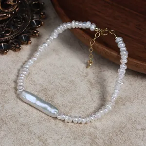 Handgemachtes Barock Süßwasserperle Armband Mit 14K Gold Gefüllten Elementen Unregelmäßige Perlen Perlenstrang Charm Armband Für Damen Herren Minimalistischer Luxusschmuck Geschenk