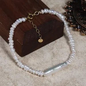Handgemachte Barock Süßwasserperlen Armband minimalistisch 14k vergoldet Damenschmuck Geschenk