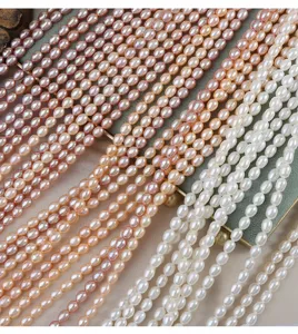 Perle di riso lisce 4.5-5mm perle d'acqua dolce naturali sfuse materiale semi-finito fai da te