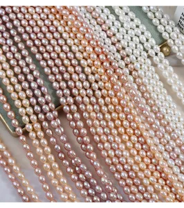 Perle dacqua dolce naturali riso 4.5-5mm fili sfusi lisci creazione gioielli fai da te dettaglio