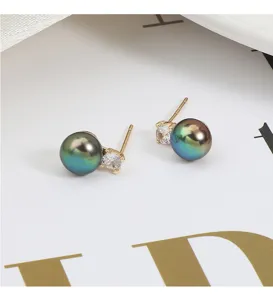 Klassische Perlen Ohrstecker mit funkelnden Kristallen, elegante 925 Silber Nadel Schmuck.