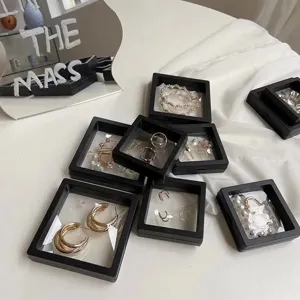 PE-Folie Aufhängung Schmuck Display Box 3D Schwebende Fall Samt Ring Ohrring Aufbewahrung Geschenkbox Verpackung Und Handtasche