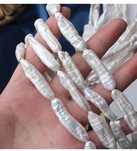 Natürliche Süßwasser Barock Perlen lose, 7-10mm gerippte Stäbchen Perlen für DIY Schmuckherstellung.