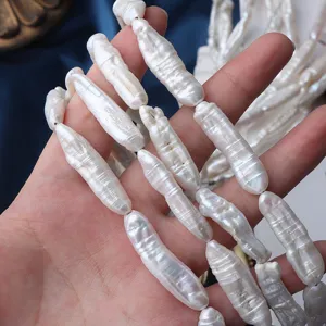 Große 7-10mm gerippte Barock Süßwasserperlen für DIY Schmuckherstellung Hauptansicht