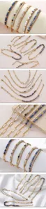 Gold-plated stainless steel double-layer paperclip chain natural stone beaded bracelet fashion jewelry