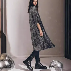 Damen Pailletten Cardigan Party Oberbekleidung glänzender langer Mantel für Frühlingsmode