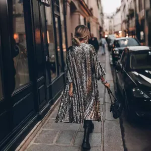 Damen Mode Pailletten Cardigan Mantel Oberbekleidung, elegante Party glitzernde Jacke.