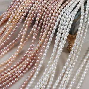 Perla d'Acqua Dolce Naturale a Forma di Riso Perle Sciolte Per il Fai da Te Creazione di Gioielli Liscio Filo di Perle a Riso per Collana Bracciale Donna Materiale Fatto a Mano