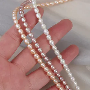 Filo di perle d'acqua dolce naturali 4.5-5mm perle di riso per gioielli fai da te lunghi 38cm