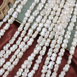 Natürliche Süßwasser Barock Perlen Strang unregelmäßige Kürbis Form weiß Schmuck DIY