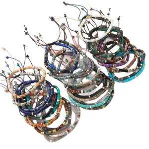 Set di bracciali in pietra naturale turchese cilindro regolabile gioielli alla moda