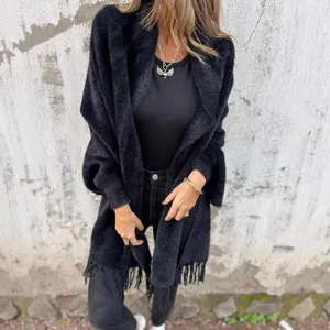 Women Autumn Winter Imitation Mink Velvet Cloak Shawl Cardigan Thickened Warm Batwing