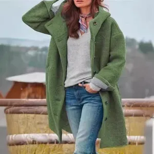 Casual women's lapel coat loose hooded windbreaker fashion outerwear for daily wear new