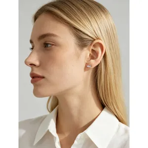 Eleganti orecchini a lobo in argento S925 e zirconi, design chic per donne quotidiano.
