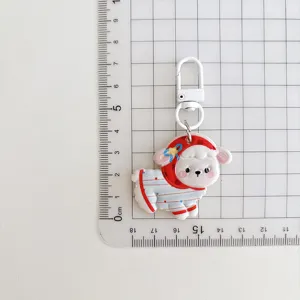 Mignon dessin animé mouton porte-clés peluche pendentif sac accessoire blanc rouge anime cadeau