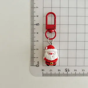 Cute cartoon Santa Claus metal keychain bag pendant holiday Christmas gift size reference detail
