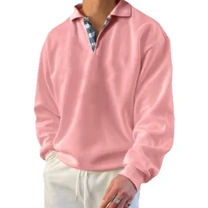 Felpa polo uomo a manica lunga con risvolto e vestibilita comoda per la stagione autunnale.
