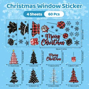 Set de pegatinas de ventana de navidad con arbol y copos para decoracion festiva.