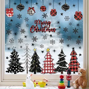 Adhesivos para ventanas de Navidad estáticos árbol decoraciones festivas cristal