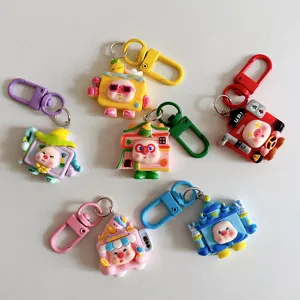 Cute cartoon pig transform keychain backpack pendant student bestie gift colorful charms