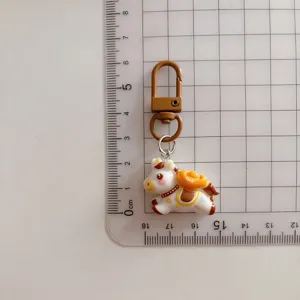 Cute cartoon horse keychain with metal clasp, creative bag charm and cute gift pendant.
