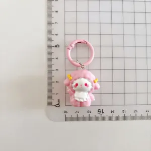 Mignon porte-clés agneau rose pour pendentif de sac à dos de fille et joli charme dessin animé