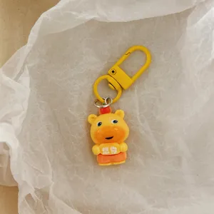 Cute cartoon capybara keychain yellow metal hook bag charm best friend gift kawaii accessory