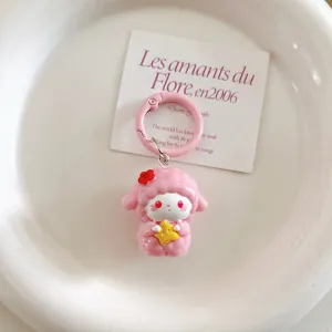 Mignon porte-clés agneau rose 3D pendentif sac dessin animé accessoire cadeau mignon original