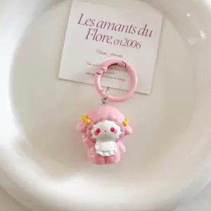 Joli porte-clés mouton rose dessin animé pendentif sac accessoire de sac à dos esthétique