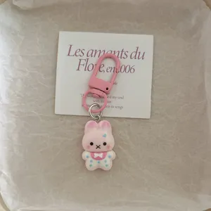 Mignon porte-clés lapin rose dessin animé pendentif de sac charmant cadeau pour amie