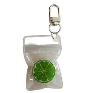 Llavero de Simulación de Rodaja de Limón Creativa Bolsa Transparente Colgante de Fruta Resina Anillo de Llave Regalo Lindo para Bolso