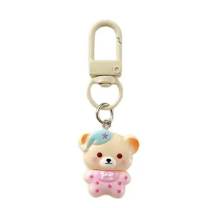 Mignon Pyjama Dessin Animé Ours Lapin Porte-clés Pendentif Douce Résine Animal Sac Charme Porte-clés Pour Meilleurs Amis Filles Cadeau Bijoux