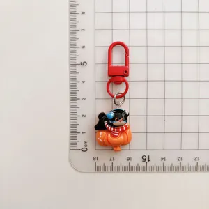 Cute cartoon black cat pumpkin keychain metal clasp bag charm backpack accessory gift
