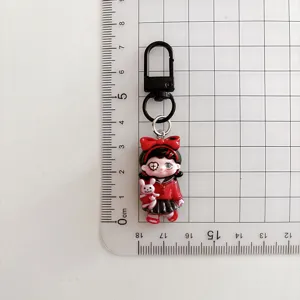 Cute dark style cartoon girl keychain resin bag charm Halloween student backpack accessory