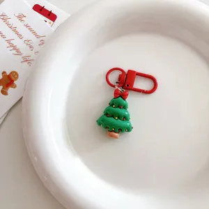 Cute Christmas tree keychain pendant metal clasp bag charm holiday gift accessory decoration