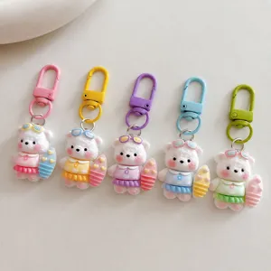 Cute cartoon surfing bear keychain pendant cute bag accessory for girls students friends gift