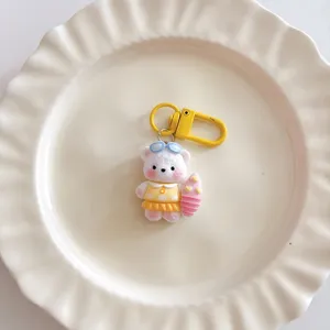 Cute cartoon surfing bear keychain pendant for girls bag accessory schoolbag charm gift