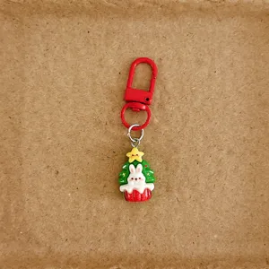 Lindo llavero de conejo de navidad colgante metal broche bolso dije regalo de fiesta accesorio