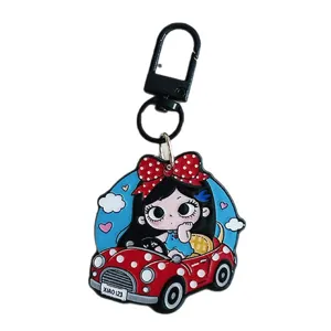 Cute Cartoon Big Eyed Girl Acrylic Keychain Pendant Polka Dot Bow Girl Accessory For Backpack Bag Decoration Gift For Girls Women