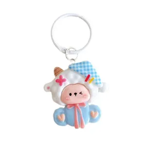Cute Cartoon Lamb Keychain Resin Sheep Bag Pendant Large Student Backpack Hanging Ornament Gift Resin Alloy Keychain