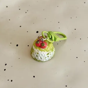 Cute simulation strawberry cake keychain pendant, cute bag hanging accessory gift