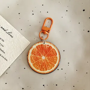 Orange slice acrylic keychain cute fruit bag pendant aesthetic charm keyring accessory