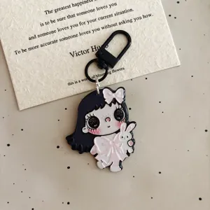 Leuke acryl sleutelhanger met grootogig meisje tasbedel voor vrouwen en beste vriendin cadeau