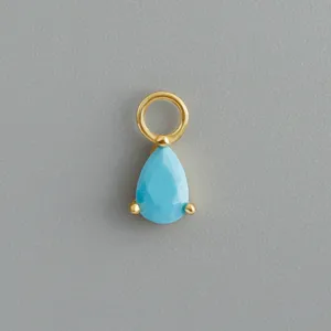 Ciondolo goccia turchese placcato oro argento sterling 925 charm fai da te per orecchini.