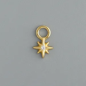 Ciondolo per orecchini a stella in argento sterling S925, accessorio fai da te dorato.