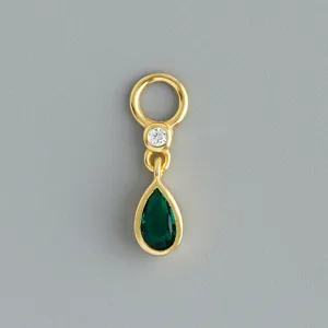 Ciondolo fai da te in argento sterling S925 con pietra preziosa verde e zircone brillante.
