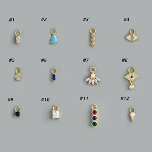 Ciondolo Pendente a Bottone Fai-da-Te in Argento 925 Strass Perla Artificiale Geometrico Occhio del Diavolo Goccia d'Acqua Stella Croce Chiusura Componenti Accessorio Artigianale per Creazione Gioielli da Donna