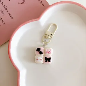 Cute 4-grid bread cat pig keychain pendant, sweet style bag accessory and bestie gift.