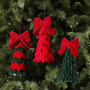 Fluwelen kerstboom hangende ornamenten met strik decor vakantie feest huisdecoratie benodigdheden