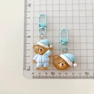 Cute cartoon sleeping bear keychain resin bag pendant couple backpack accessory student gift